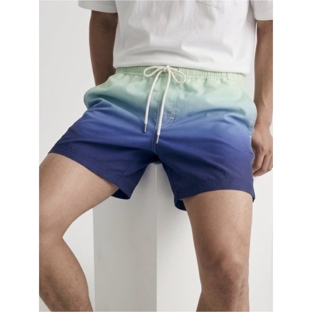 Normcore Classic Blokecore Menswear American Eagle Blue Ombre Swim Trunks  Small